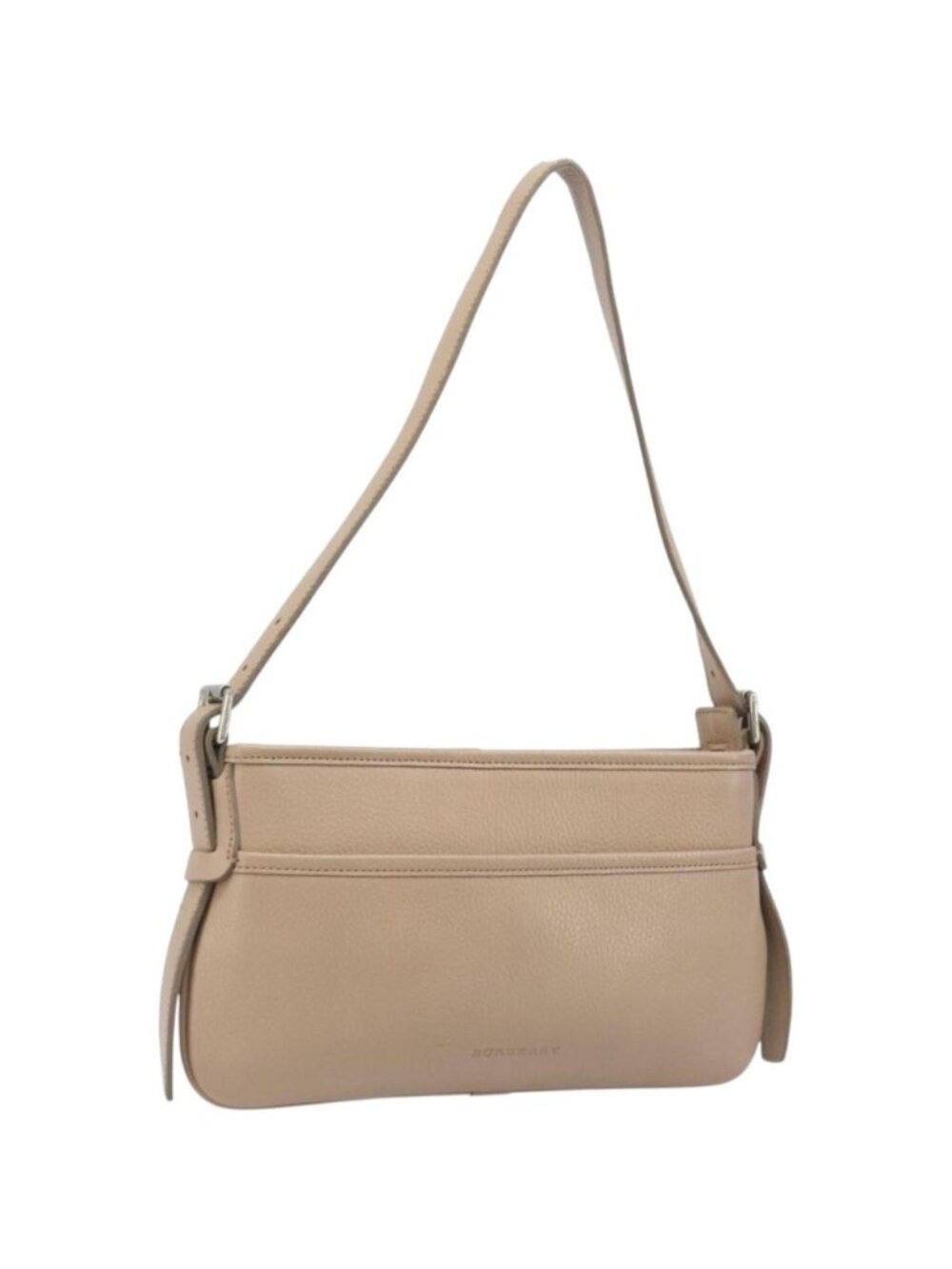 BURBERRY Nova Check Shoulder Bag Leather Beige Silver